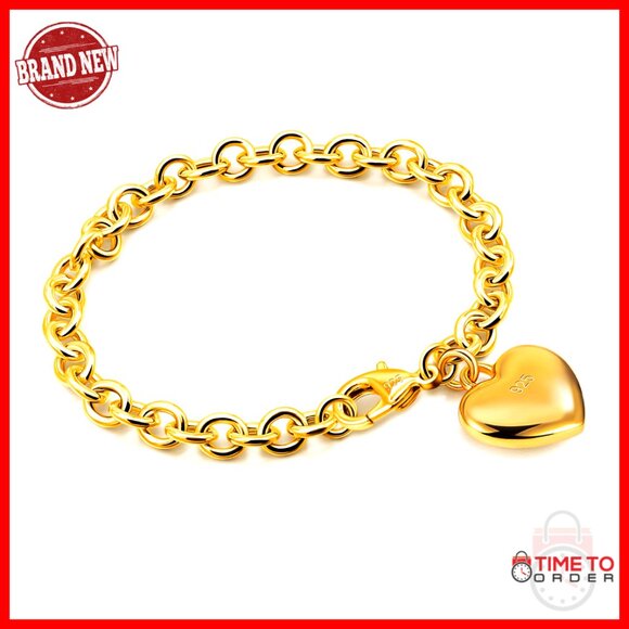 Sterling Silver Cable Chain Bracelet Heart Bell Square Circle Pendant Elegant